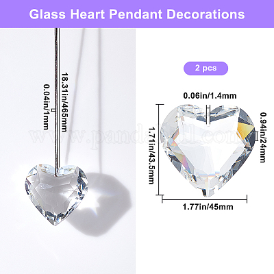 2 шт. стеклянная подвеска в форме сердца&nbsp;AJEW-BBC0002-30B-1