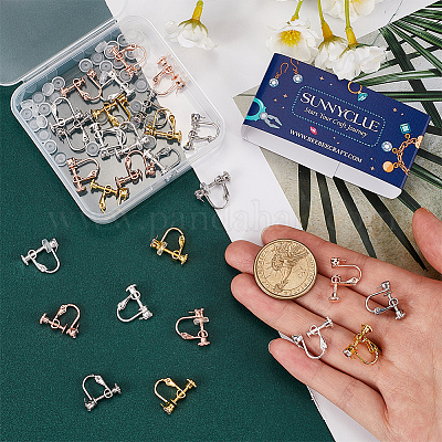 32 шт. 4-цветная латунная микропаве кубический цирконий винтовая фурнитура для сережек-клипс KK-SC0005-55-1