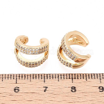 Латунные серьги-манжеты из прозрачного кубического циркония EJEW-T047-69G-1