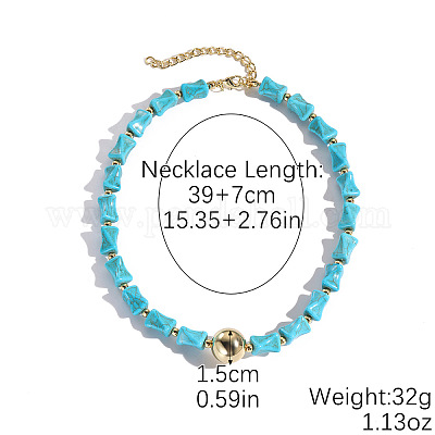 Ожерелья из бисера в форме кости из сплава богемского овала с синтетической бирюзой FS-WG16541-03-1