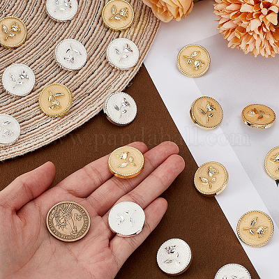 20 шт. 2-х цветные пуговицы из сплава с тремя отверстиями на ножке BUTT-GA0001-40-1