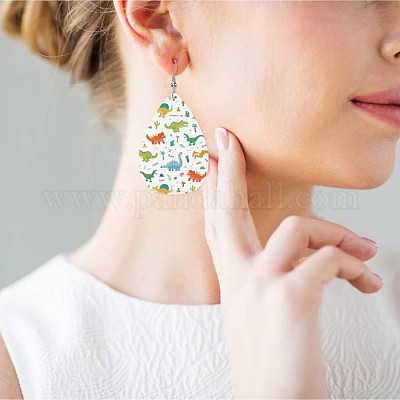 Серьги-капли с подвесками из искусственной кожи динозавра FS-WGBCE63-01-1