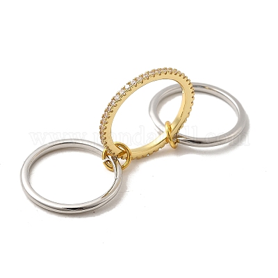 Латунные микро проложить пальцев кольца кубического циркония RJEW-P166-01B-01-1