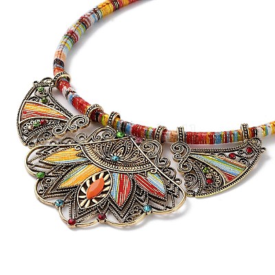 Колье-капля из сплава со стразами NJEW-C029-01C-1