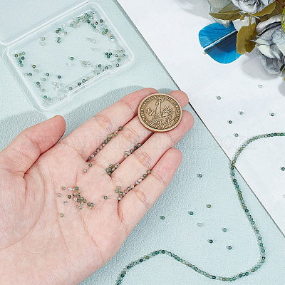 2 нити натуральных бусин из мохового агата G-OC0005-64-1