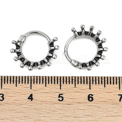 Серьги-кольца из хирургической нержавеющей стали 316 с короной&nbsp;EJEW-G416-26AS-1