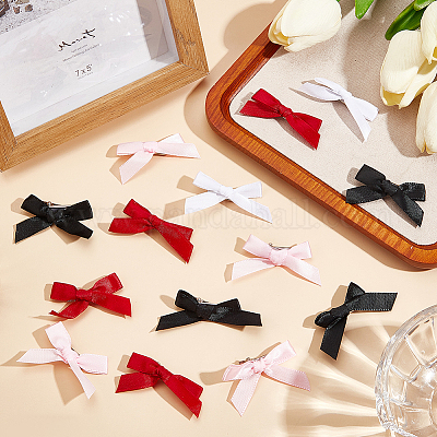 Заколки для волос из полиэстера с бантом из кожи аллигатора AJEW-CP0008-35B-1