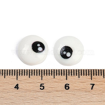 Белые и черные плоские круглые кабошоны из мультяшной смолы CRES-Q009-01G-1