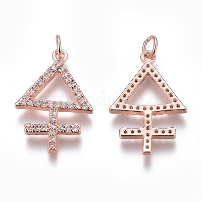 Латунные микропаве прозрачные подвески с фианитом ZIRC-Z008-25RG-1