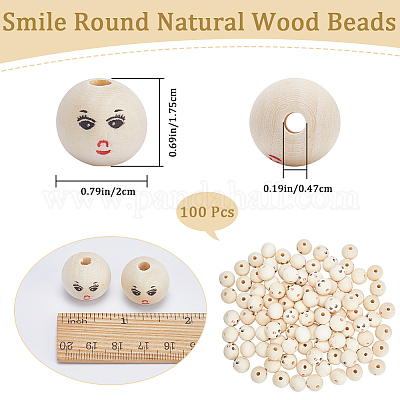 100шт деревянные европейские бусины с принтом WOOD-GF0002-06-1