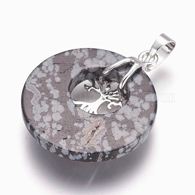 Естественно снежинка обсидиана подвески G-F573-C09-1