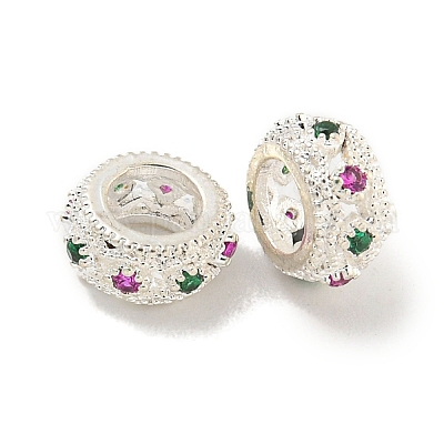 Покрытие стойки латунь микро паве разноцветные европейские бусины с кубическим цирконием KK-L215-016A-S-1