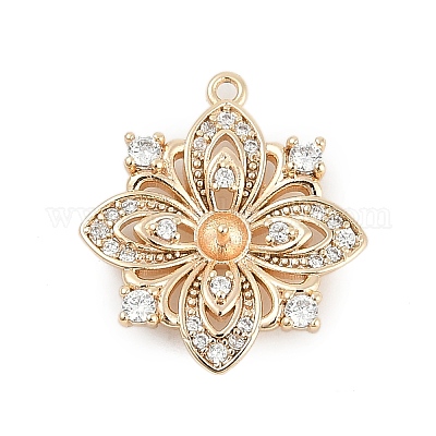 Латунные микро-паве прозрачные кубические цирконии европейские подвески-шармы KK-Q026-13G-1