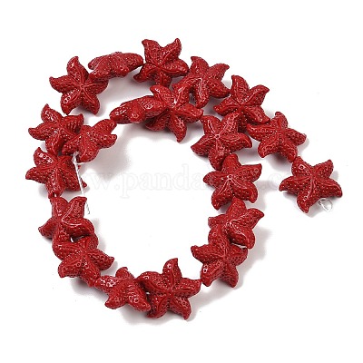 Нити резных бусин синтетического коралла CORA-K009-06C-05-1