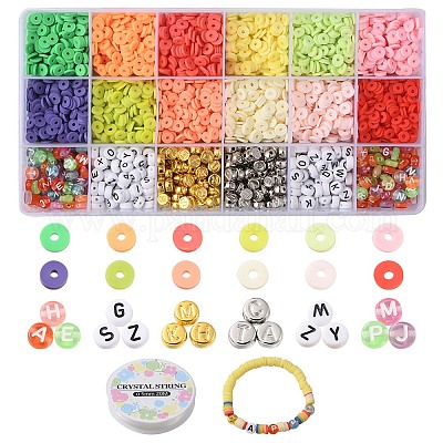 DIY Heishi Bracelet Making Kit, Including Polymer Clay Disc & Acrylic &  Plastic Flat Round Beads, Elastic Thread, Mixed Color, Beads: 6~7x1~4mm,  Hole