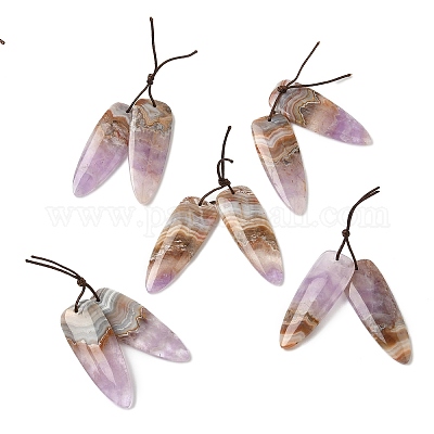 Подвески из натурального аметиста и кружевного агата G-S398-03F-1