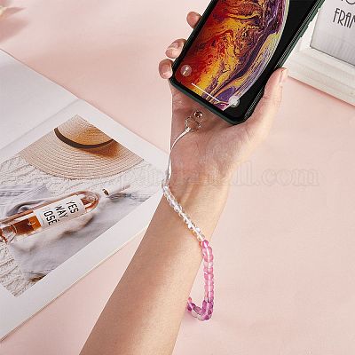 Круглые мобильные ремешки из синтетического лунного камня с бусинами HJEW-SW00042-09-1