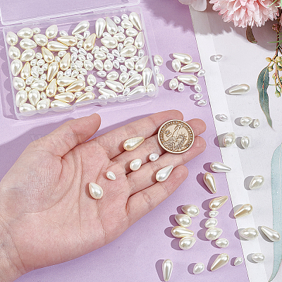 160 шт. 6 вида стеклянных жемчужных бусин-капель HY-NB0001-05-1