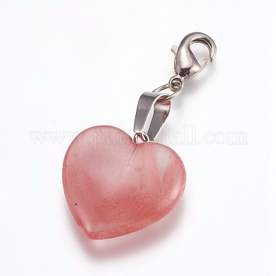 Украшения из сердечного кварцевого стекла HJEW-PH01132-09-1