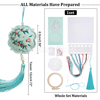 DIY вышивка в форме цветка саше кулон украшения наборы DIY-WH0033-57B-1