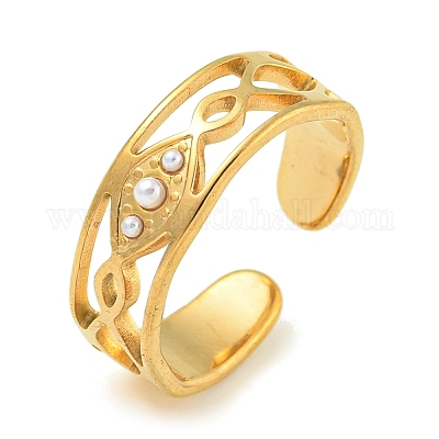 Ионное покрытие (ip) 304 нержавеющая сталь манжета открытые кольца RJEW-K283-11G-1