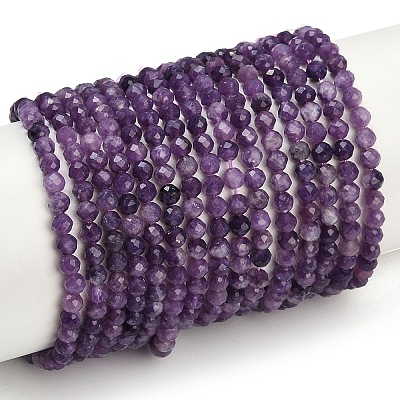 Натуральный лепидолит / пурпурный слюдяный камень бисер пряди G-C009-A26-1