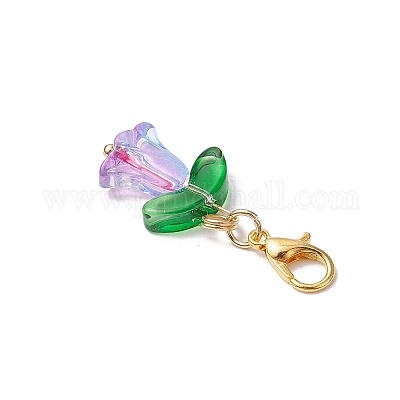 Подвесные украшения из прозрачного стекла в виде цветка HJEW-JM03295-01-1