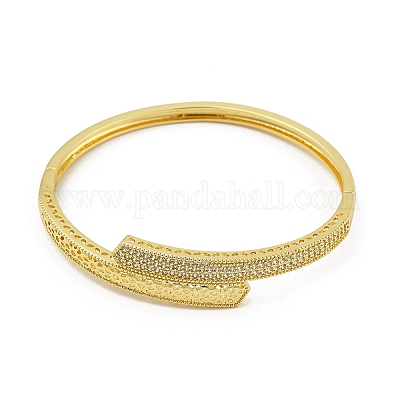 Женские браслеты на шарнирах из латуни с микропаве и прозрачным фианитом BJEW-S168-04G-1