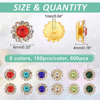 Big Size Square Crystal Ab Colorful Glass Rhinestone Buttons Sew