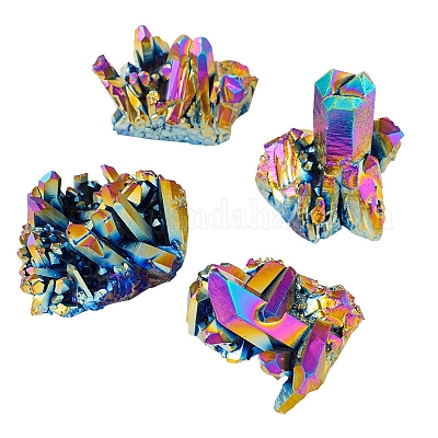 Гальванические украшения из натуральных друзовых кристаллов кварца PW-WG24416-04-1