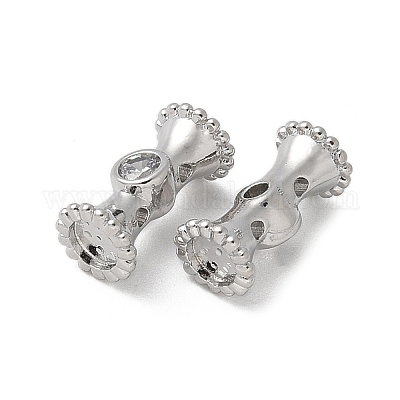 Латунные микро проложить кубического циркония бусы KK-U052-19P-1