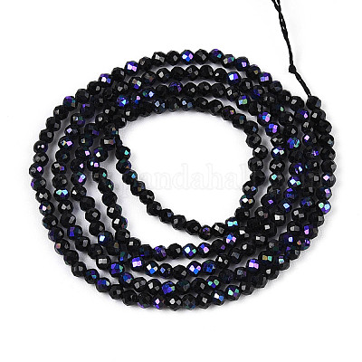 Нити бусин из натуральной черной шпинели с покрытием цвета AB G-T144-A07-03-1