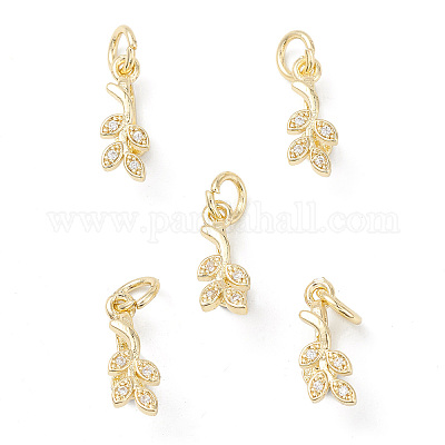 Стеллажное покрытие латунь проложить кубический цирконий форма листа ледоруб щепотка поручни X-KK-G464-07LG-1