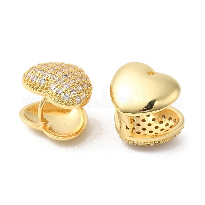 Серьги-кольца в форме сердца из прозрачного кубического циркония EJEW-F316-03G-1