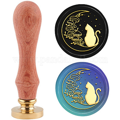 Латунная восковая печать штамп с ручкой AJEW-WH0184-0489-1