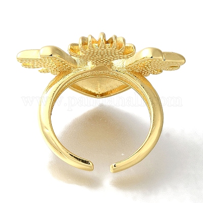 Покрытие стойки латунные прозрачные кольца с фианитом открытые манжеты RJEW-S411-01G-02-1