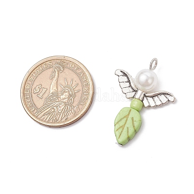 Бусины из сплава в тибетском стиле с круглыми бусинами из АБС-пластика с имитацией жемчуга PALLOY-JF03739-02-1