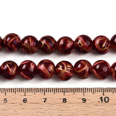 Выпечка окрашенные стеклянные бусины пряди DGLA-N010-10mm-07-1