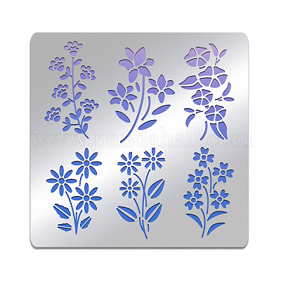 Wholesale BENECREAT 15.6x15.6cm Spring Flower Metal Stencils 
