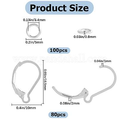 80 шт. фурнитура для сережек из нержавеющей стали 304 STAS-SP0001-18P-1