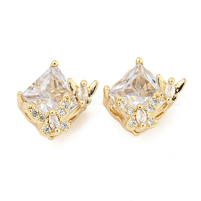 Покрытие стойки латунь микропаве прозрачные кубические циркониевые бусины KK-F089-35G-01-1