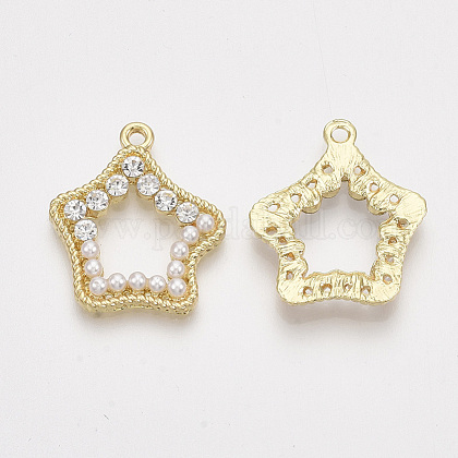 Absプラスチックパール調ペンダント クリスタルラインストーンと合金のパーツ スター ライトゴールド 22 5xx3mm 穴 1 6mmの通販 Jp Pandahall Com