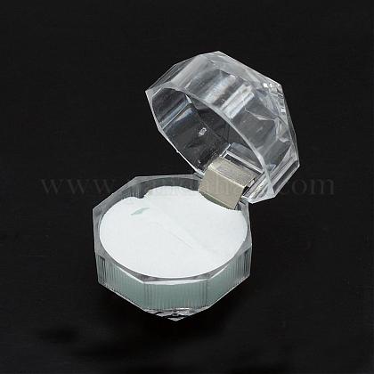 透明なプラスチックリングボックス  アクセサリー箱  ホワイト  3.8x3.8x3.8cm OBOX-R001-04A-1