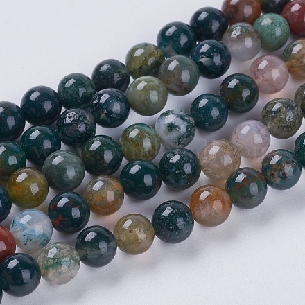 Chapelets de perles en agate indienne naturelle X-G-G515-4mm-05-1