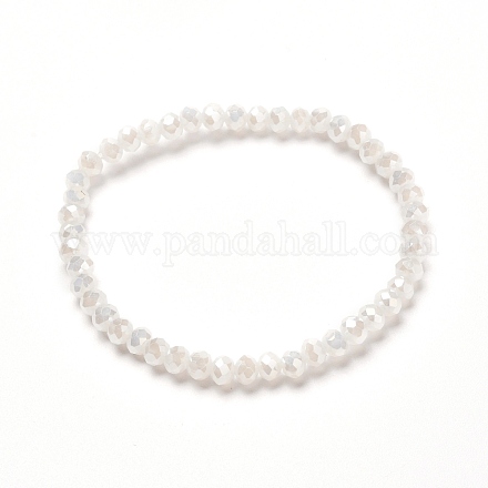 Bracelet extensible en perles rondelles de verre à facettes pour enfant BJEW-JB06807-14-1