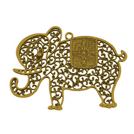 Tibetischer Stil Legierung Elefanten Anhänger Emaille Fassungen TIBEP-46-AG-NR-1
