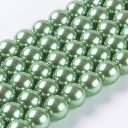Brins de perles rondes en verre teinté écologique HY-A002-10mm-RB008-1