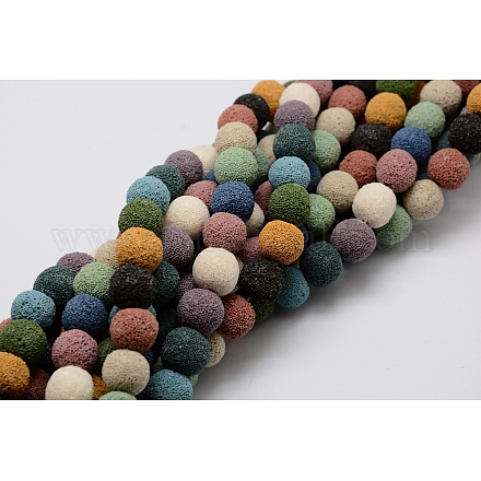 Natural Lava Round Beads Strands G541-1
