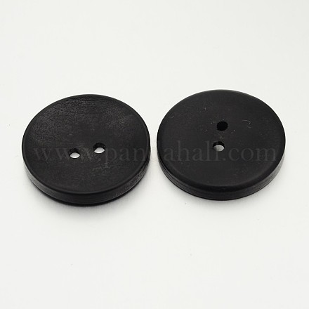 フラットラウンド木製の2穴ボタン  ブラック  30x4mm  穴：3mm BUTT-O012-03B-1