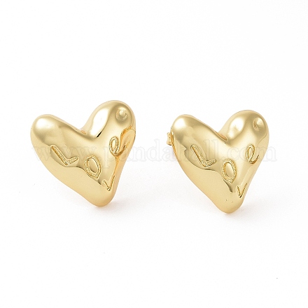 Boucles d'oreilles coeur en laiton pour femme EJEW-C008-27G-1